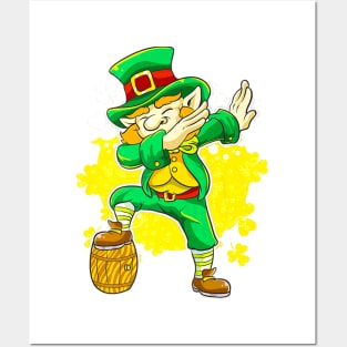 Dabbing Leprechaun Irish Beer Keg St Patricks Day Posters and Art